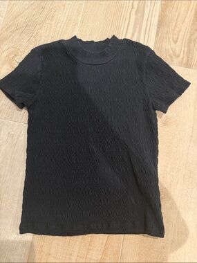Abercrombie & Fitch Black Textured Short-Sleeve Tee